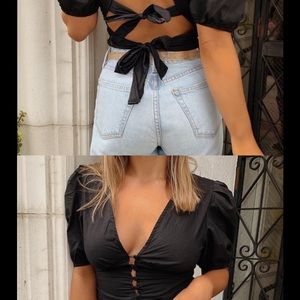 Princess polly black puff sleeve top